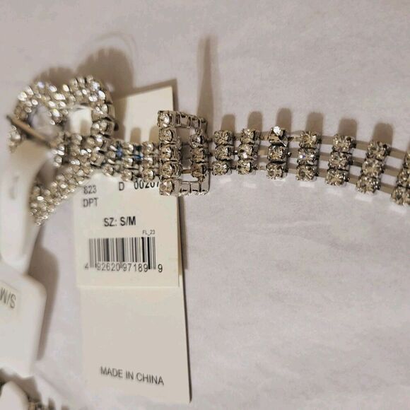 Rhinestone Heart Bucle Belt Size S-M Macy's Backstage True Love- 3 Row New - Picture 5 of 9